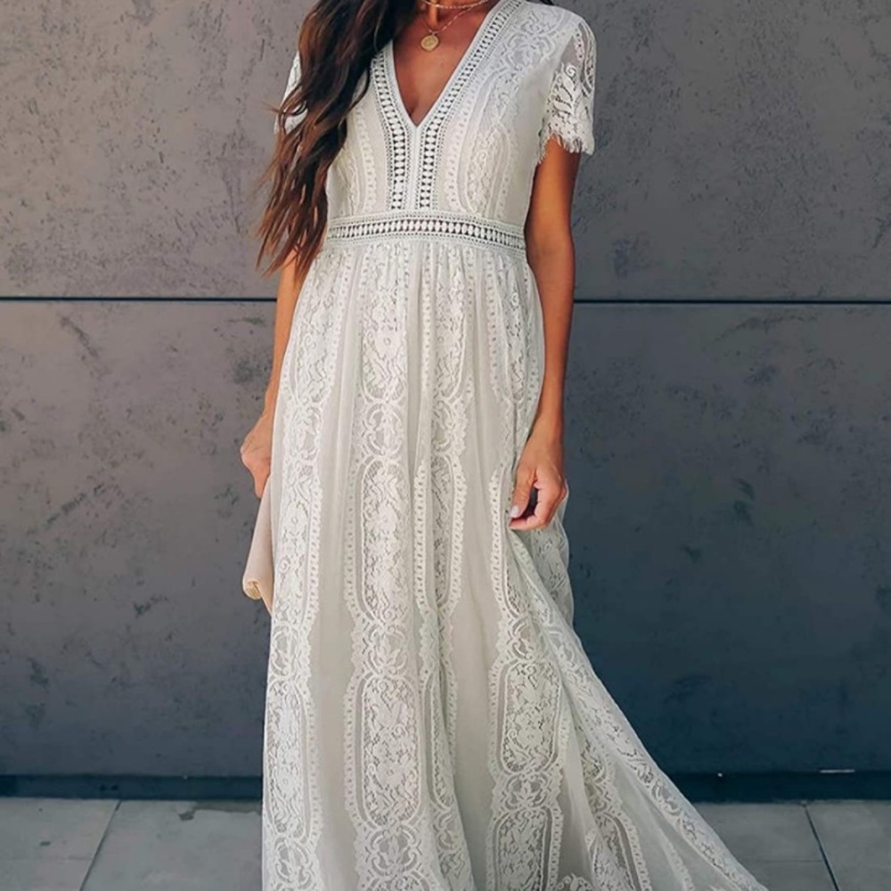 Grey Lace overlay maxi dress